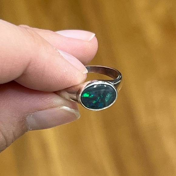 Black Opal Sterling Silver Ring size 7 - Picture 4 of 6